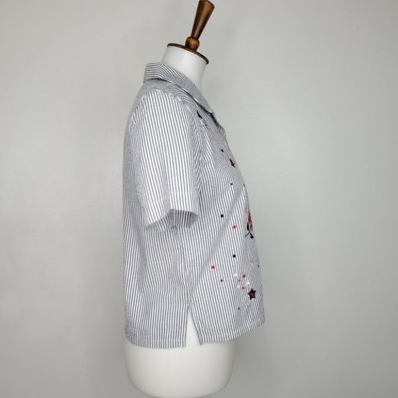 Koret Petite Embroidered Flowers & Stars Striped Top One Piece NEW Size SP - Picture 10 of 16